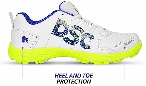 DSC Men's Beamer Cricket ShoesDSC Beamer Cricket Shoes Size 8 UK (Fluro Yellow-White), Beamer-Fluro Yellow-White-8