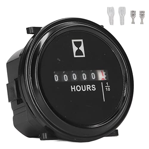 TOOLSGO Round Quartz Mechanical Hour Meter Gauge Compact Digital Hour Timer AC/DC 6V -80V for Excavators Construction Vehicles Lawn Mowers Boats Generators