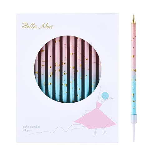 Bella Meri Pink Blue Gold Long Thin Birthday Candles, Cake Candles, Birthday Parties, Wedding Decorations, Party Candles