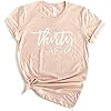 Thirty-AF-Shirt-Womens-30th-Birthday-Party-Cute-Short-Sleeve-T-Shirt-Tee-Tops Create5 Clothing Thirty AF Shirt Women's 30th Birthday Party Cute Short Sleeve T-Shirt Tee Tops (Medium, Peach)