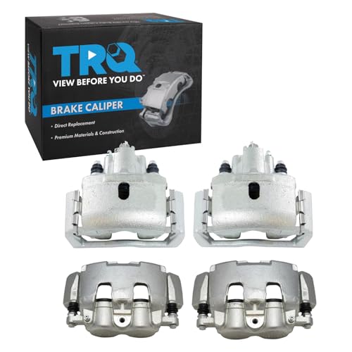 Image of TRQ Front and Rear Brake Caliper Set Zinc Coated Brackets Compatible with 2006-2008 Dodge Ram 1500