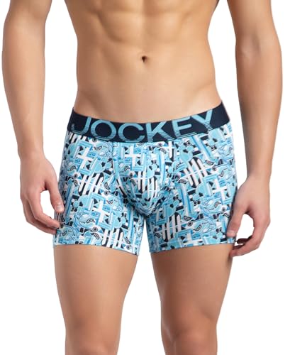 Image of Jockey FP23 Men's Super Combed Cotton Elastane Stretch Printed Trunk with Ultrasoft Waistband
