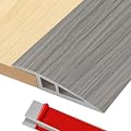 Door-Threshold-Ramp Floor-Transition-Strip 36 inch, Threshold 3/4''~4/5'', Thresholds for Doorways, Wheelchair Ramp Edge-Reducer for Door/Floor (Wood Grain Gray, 36 in)