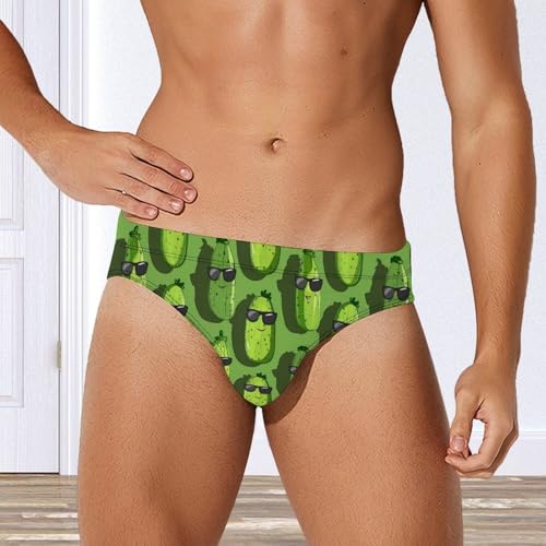Cute Pickle Printed Men's Swimsuit Brief Quick Dry Bikini Swimwear Bathing Suit Beach Swimming Trunks3
