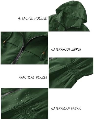Lomon Women Waterproof Lightweight Rain Jacket Active Outdoor Hooded Raincoat