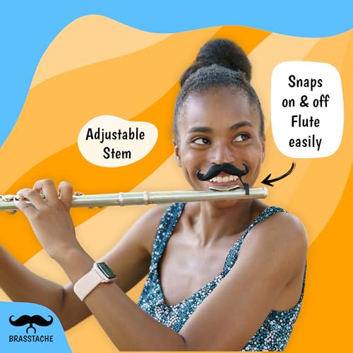 image for The Original Flute-stache 2.0 - [2-Pack] Clip-on Mustache for Flute, X