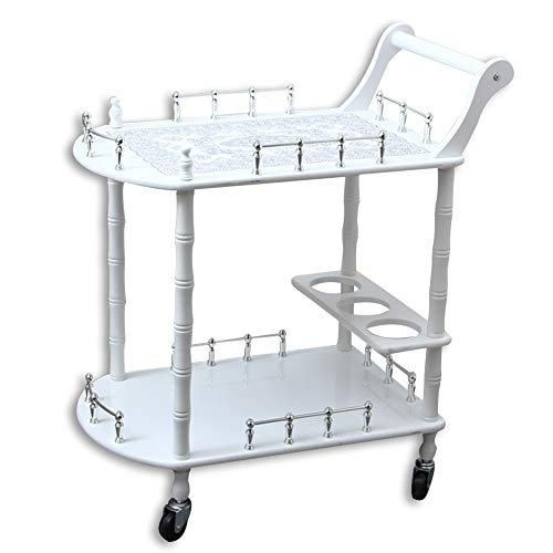 Mesa Carrito Camarera Carro De Servicio Móvil 2 Niveles Madera Maciza Carrito De Bar Valla De Plata Sostenedor De Botella Ruedas Universales, Capacidad 80 Kg (Size : 60x40x77cm)