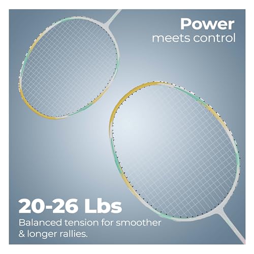 Image of Lifelong Badminton Rackets Set of 2 | 87g Carbon Shaft Lightweight Badminton Racket | Badminton Racquet Racket Set with Badminton Bag | Beginner & Intermediate Badminton Combo for Family