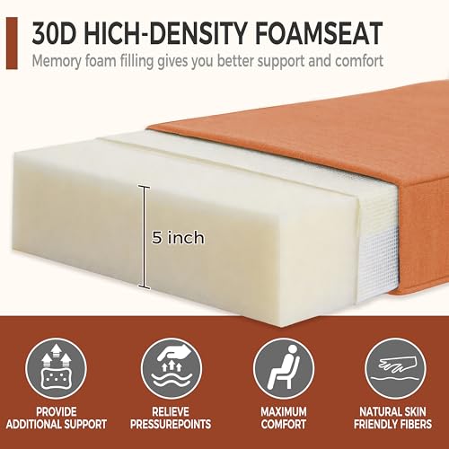 Image of Art Leon 24 x 24 Outdoor Seat Cushion 30D High Density Foam Patio Chair Cushions with Non-Slip Backing Patio Cushions for Patio Furniture Porch Swing Garden Bench Camping Stadium Orange