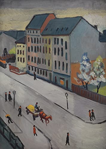 Affiche Notre rue en gris August Macke, toile déco 60x90cm idéale pour sublimer le salon