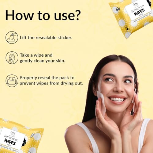 Image of TNW The Natural Wash Sunscreen Wet Wipes 10 Pcs | Face Wipes Makeup Remover | Enriched with SPF 15, Vitamin E & Glycerin | Hydrating & Refreshing | Soothing & Maintains pH Balance | Gentle on Skin