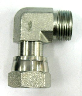 AF FS-6500-24-24-1-1/2 Male O-Ring Face (2''-12 Threads) x 1-1/2 Female O-Ring Face (2''-12 Threads) - 90° Swivel Nut Elbow