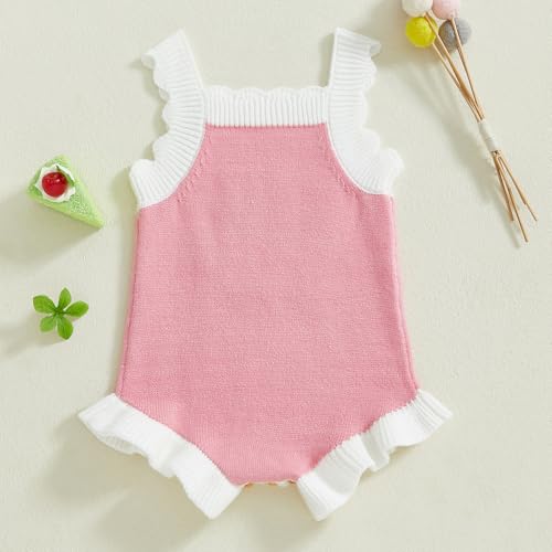 Baby Girl Knit Romper Fashionable Christmas Tree and Letter Embroidery Square Neck Sleeveless Ruffled Jumpsuit Xmas3