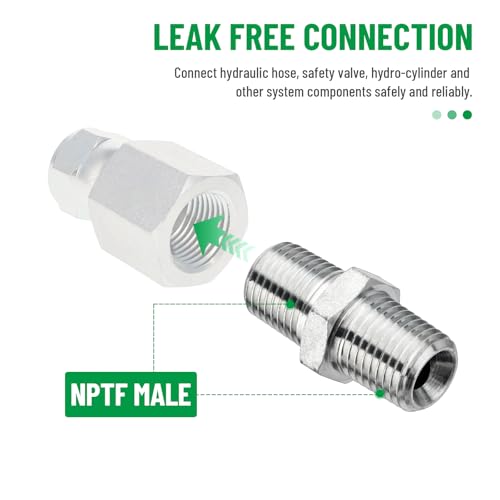 Image of 10 Pack Hydraulic Adapter Fitting: 1 /4 inch NPTF Male x 1 /4 inch NPTF Male