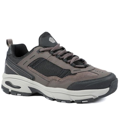 Image of Extra Wide Leather Memory Foam Lace Up Trainers - Brown Size 9