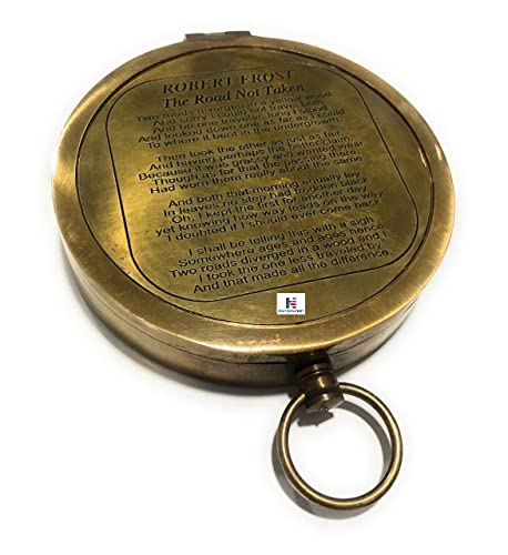 Brújula Vintage NauticalMart con Poema Robert Frost