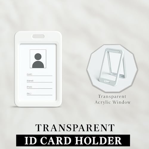 Image of ABHA Print Plastic ID Card Holder with Premium Lanyard for Office /School (Vertical) (White, Pack of 3pcs.)