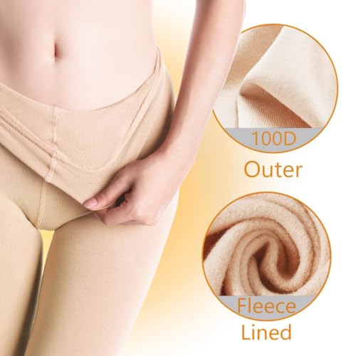 Image of G&Y 2 Pairs Fleece Lined Tights for Women - 100D Opaque Warm Winter Pantyhose