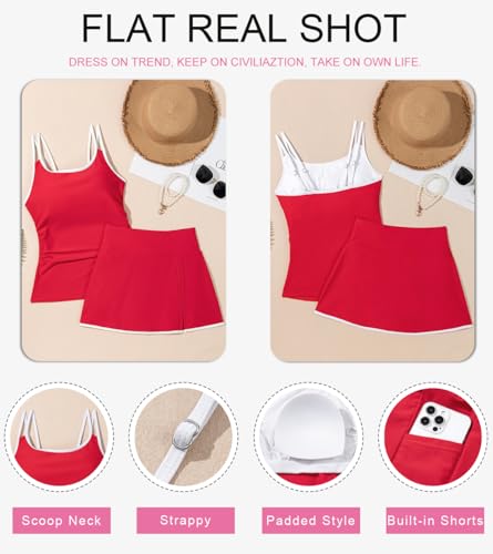 Image of Dokotoo Tankini Swimsuits for Women 2026 Two Piece Bathing Suits Tummy Control Ruched Swim Suits with Skirt