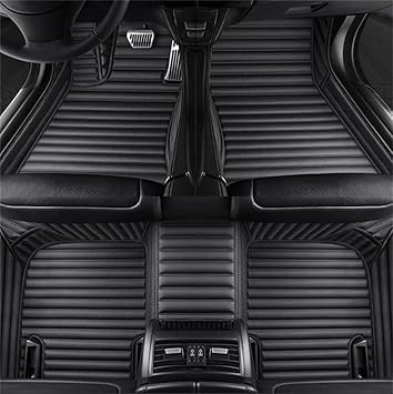 Image of 10D Car Foot Mat for Mercedes Benz eqs450 | Black | Premium Luxury Leather | Double Layered | Waterproof | Washable | Custom Fit |Antislip | Detachable Grass | Car Floor Mat
