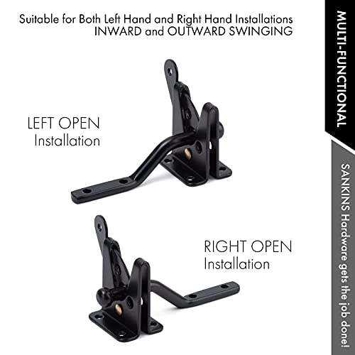 Image of Self Locking Gate Latch Automatic Gravity Lever for Wood Fence Gate, Door Latches, Steel, Black