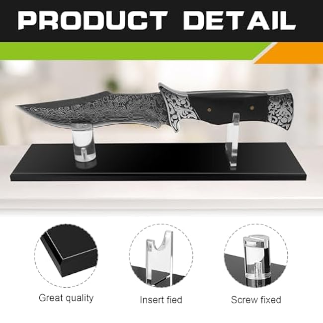 Acrylic Pocket Knife Display Stand for Securing Single Knife Rack, Clear Collector Knife Display Box for Home Decor Kitchen