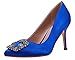 Damen Stiletto High Heel Pumps Klassische Party Hochzeit Spitz Zehenpumps Schuhe mit Schmuckschnalle, blau, 37.5 EU