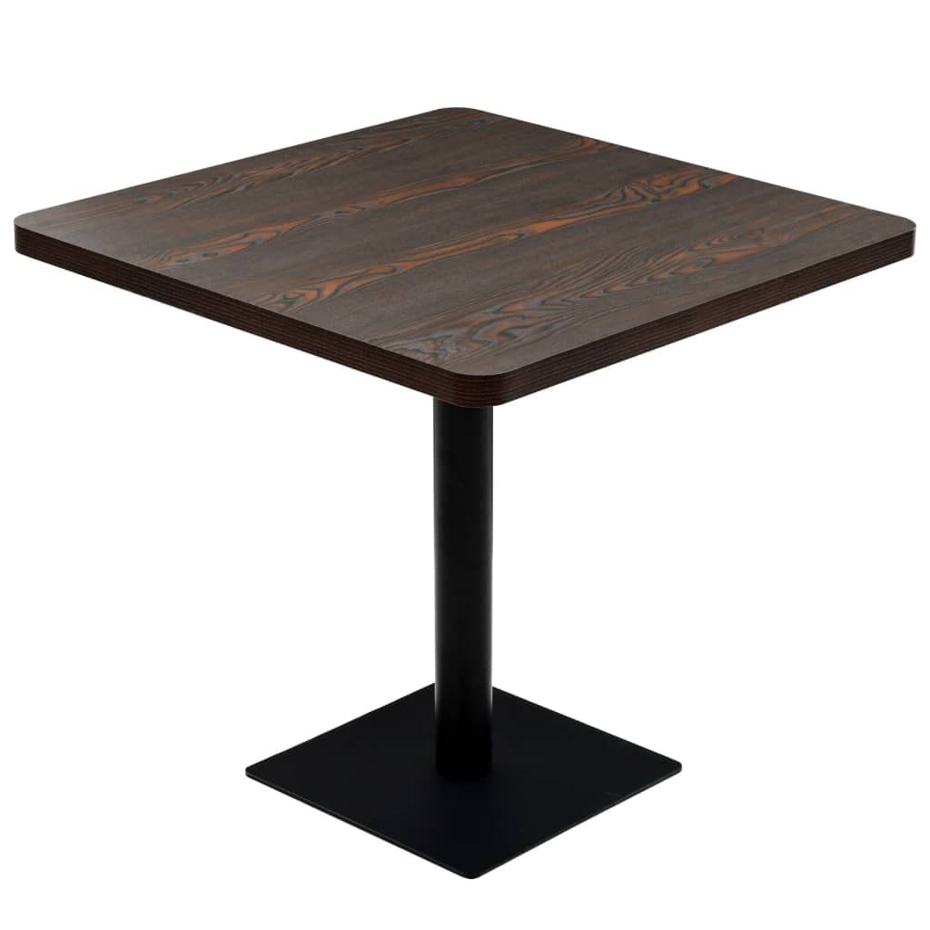 Tavolo da bistrot quadrato, 80 x 80 x 75 cm, elegante tavolo da pranzo in MDF di frassino scuro e robusta gamba in acciaio, tavolino da caffè quadrato per gastronomia, ristorante, caffè e
