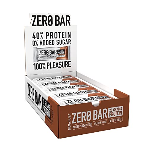 BioTechUSA Zero Bar Protein Snack - Zuckerarm & Laktosefrei | Knusprige Textur | Leckere Geschmacksrichtungen | Ideal für Diäten & Workouts, 20 * 50 g, Doppelte Schokolade
