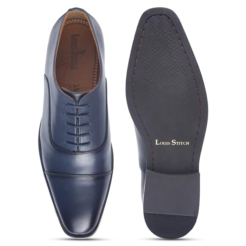 Image of LOUIS STITCH Men's Italian Leather Oxford Formal Shoes Handmade Lace Up Shoes for Men Officewear (LSEUOX)