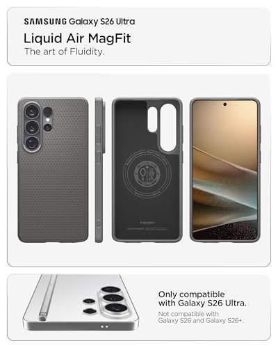 Image of Spigen Liquid Air MagFit | Samsung Galaxy S26 Ultra Case [MagSafe] [Flexible] Galaxy S26 Ultra Back Cover | TPU - Marble Gray