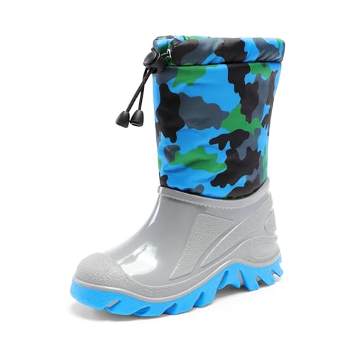 DREAM PAIRS Boys Snow Boots Waterproof Camouflage Slip Resistant Mid Calf Faux Fur Lining Outdoor Winter Shoes for Little/Big Kids