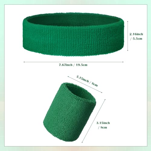 Image of Bememo 6 Pcs Neon Sports Sweatbands Set Sports Competitions Sweatbands 2 Headband 4 Wristbands Breathable Terry Cloth Athletic Bands for Team Soccer Spirit 80s Costumes Cosplay