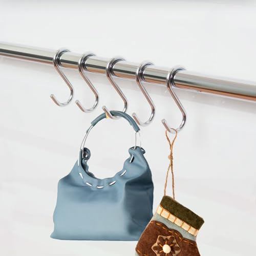SpetngSake 10 Stück S Haken, S Haken Edelstahl, Silber Multifunktional Klein S Hacken, Verzinktes Eisen S Edelstahlhaken, Metal s Hook, für Küche, Garten, Schlafzimmer Und Büro