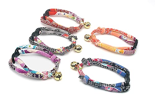 PetSoKoo Cat Collar with Kitty Face Bell. Cute Japan Chirimen Kitten Collar. Soft & Lightweight, Purple, Standard (6-13inch,16-32cm) - Image 3