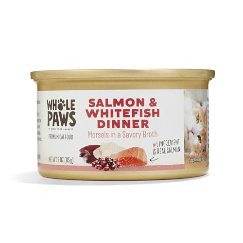 Whole Paws Wet Cat Food Salmon & Whitefish Dinner in Savory Broth 3 Ounce