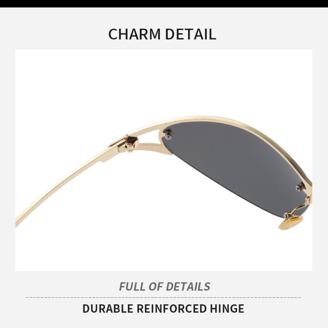 Halbrahmen-Sonnenbrille aus Metall im Cat-Eye-Stil, UV400