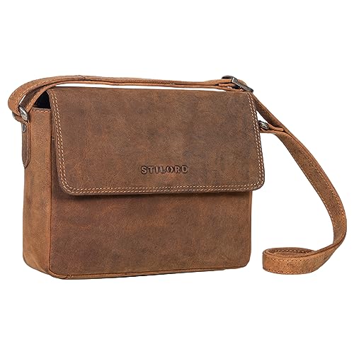 Sac en cuir femme vintage STILORD en cuir véritable marron
