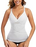 MISS MOLY DAMEN UNTERHEMD MESH FORMENDE TANK TOP BAUCH WEG SHAPEWEAR DAMEN ELASTIZITÄT FIGURFORMENDES TRÄGERTOP BODY SHAPER CAMISOLE SHAPING HEMD,WEISS,XL