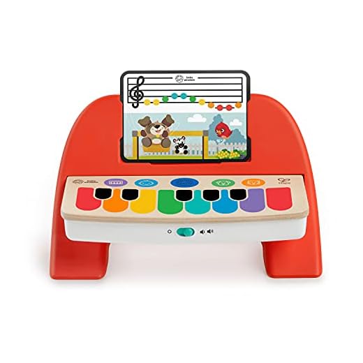 Baby Einstein Hape Cal's First Melodies Magic Touch Piano, juguete musical de madera, 6 melodías, 4 modos, 3 partituras, a partir de 6 meses, Piano Rojo, 1 Unité (Lot de 1)