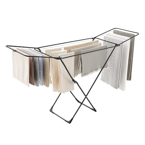 SONGMICS Wäscheständer, Standtrockner klappbar, Flügelwäscheständer, freistehend, für Innen- und Außenbereich, für Bettw...