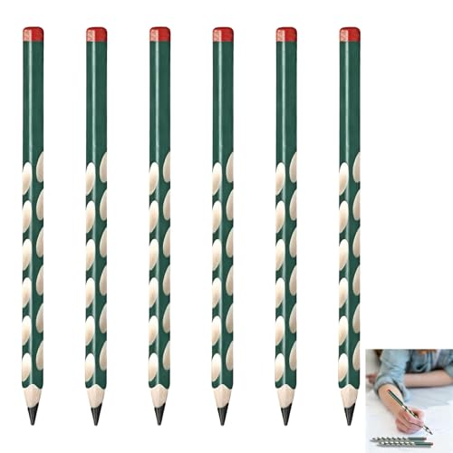 6 Unidades Lápices Triangulares Ergonómico, Lápiz Grafito HB Especial para Zurdos y Diestros con Mango Antideslizante, Diseño Fino y Cómodo para Escritura, Ideal para Colegio Oficina y Uso Diario