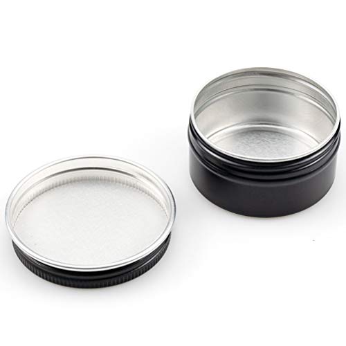 Foraineam 48 Pack 1 Oz. Aluminum Round Lip Balm Tin Containers With Screw Lid - Metal Storage Travel Tins Matte Black Empty Tin Jars #TOP1