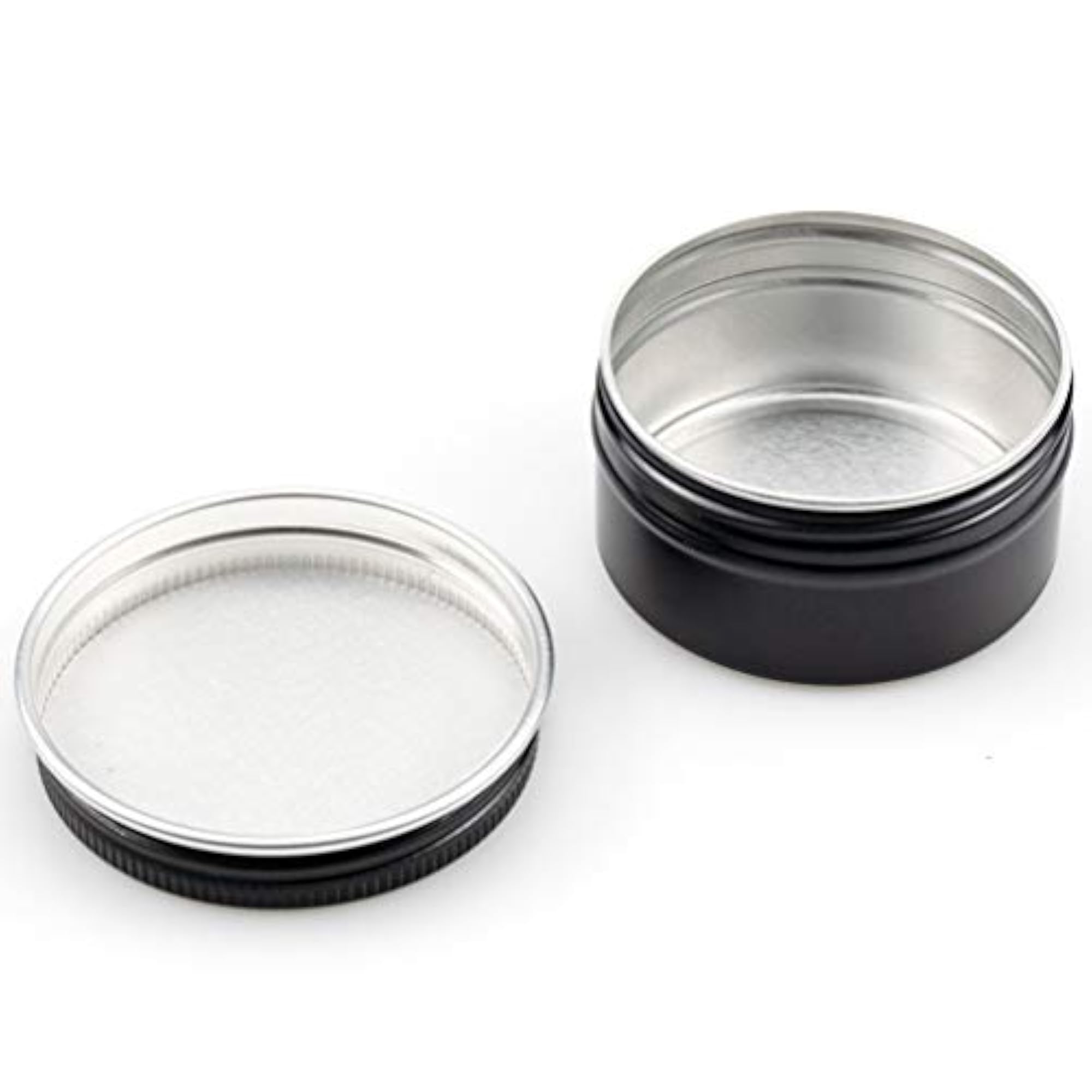60 Pack 1 oz. Aluminum Round Lip Balm Tin Container, Black Tins