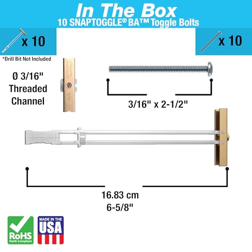 image for TOGGLER SNAPTOGGLE Heavy-Duty Drywall Toggle Bolt – 3/16