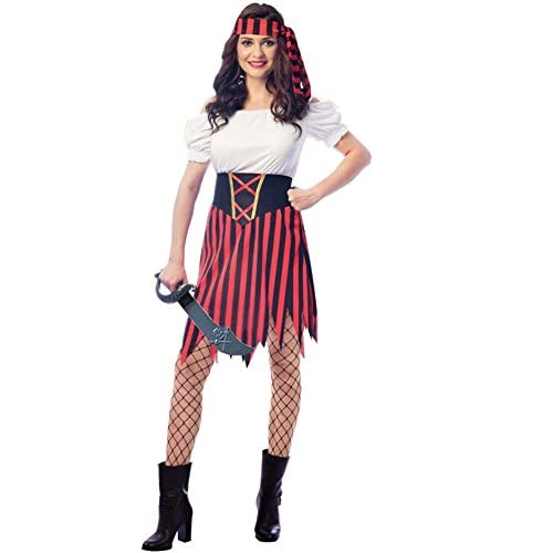 Wizland Women's Pirate Costume Pirate Outfit Women ladies pirate Costume Modest Style Dress with Belt and Headpiece