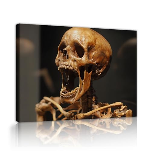 Toile squelette humain salon tableau Halloween déco cabinet curiosités bureau 45x60cm