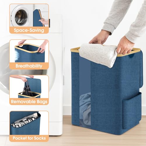 Large Collapsible Laundry Basket Hamper with Lid & Pocket - $13.99
