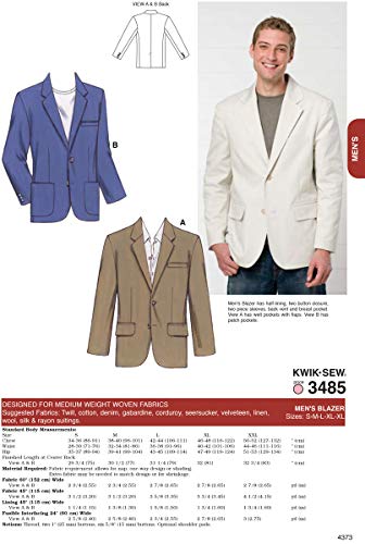 Kwik Sew K3485 Blazer Sewing Pattern, Size S-M-L-XL-XXL