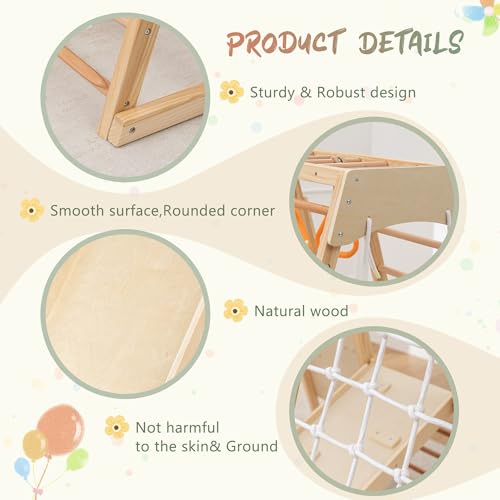 Image of 9-in-1 Toddler Indoor Jungle Gym & Playground Set, Wooden Climbing Toy with Slide, Swing, Climbing Net, Rings - Montessori-Inspired Kids Playset for Indoor Fun & Development, Ages 3-8